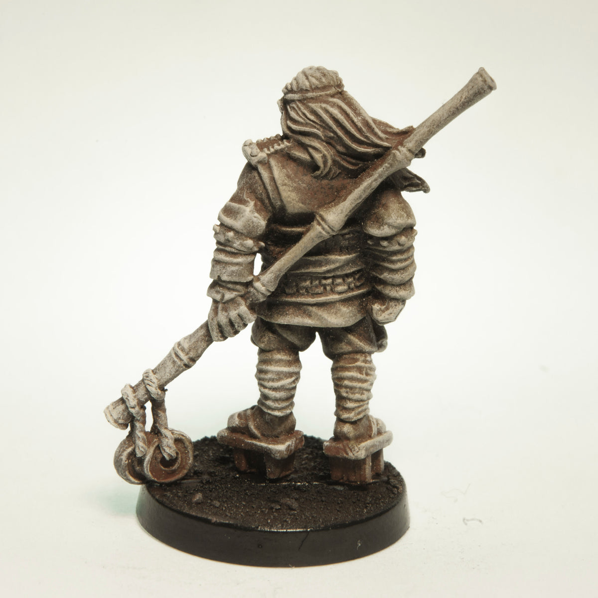 Primed pewter Human Monk miniature, 38mm tall, another view