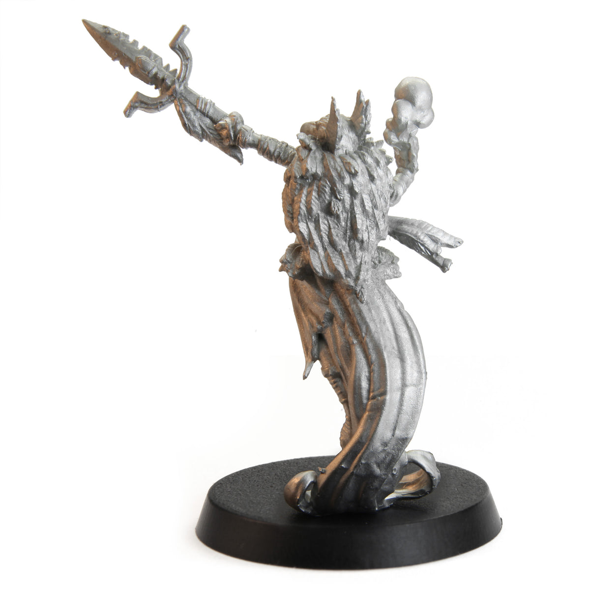Unpainted pewter Tytantroll Kenku Sorceress miniature, 66mm tall, another view