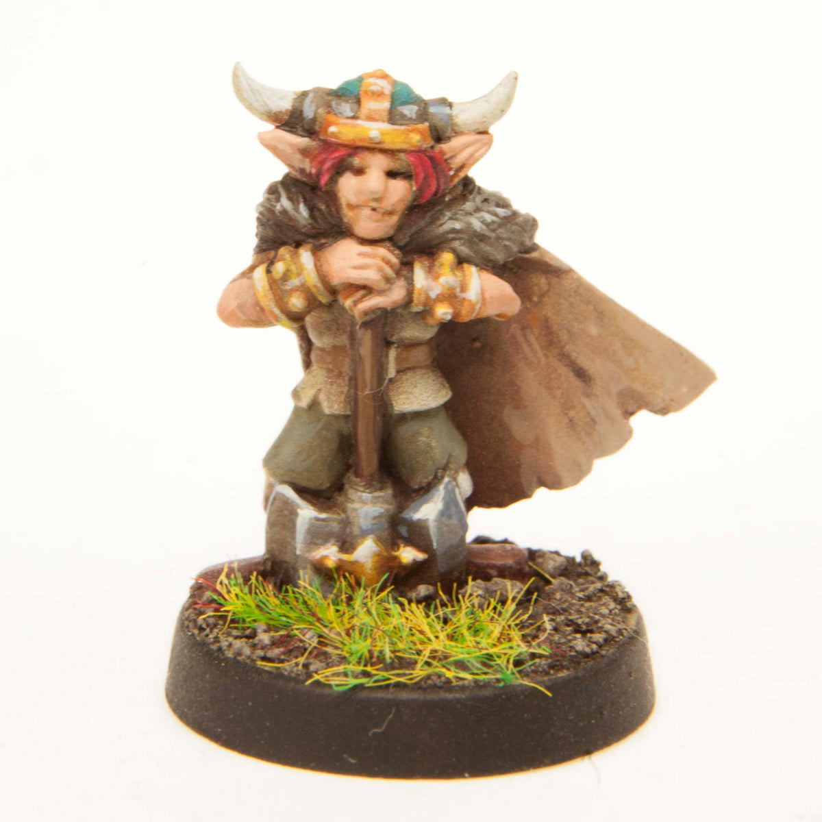 Gnome Viking miniature, painted example (ships unpainted)