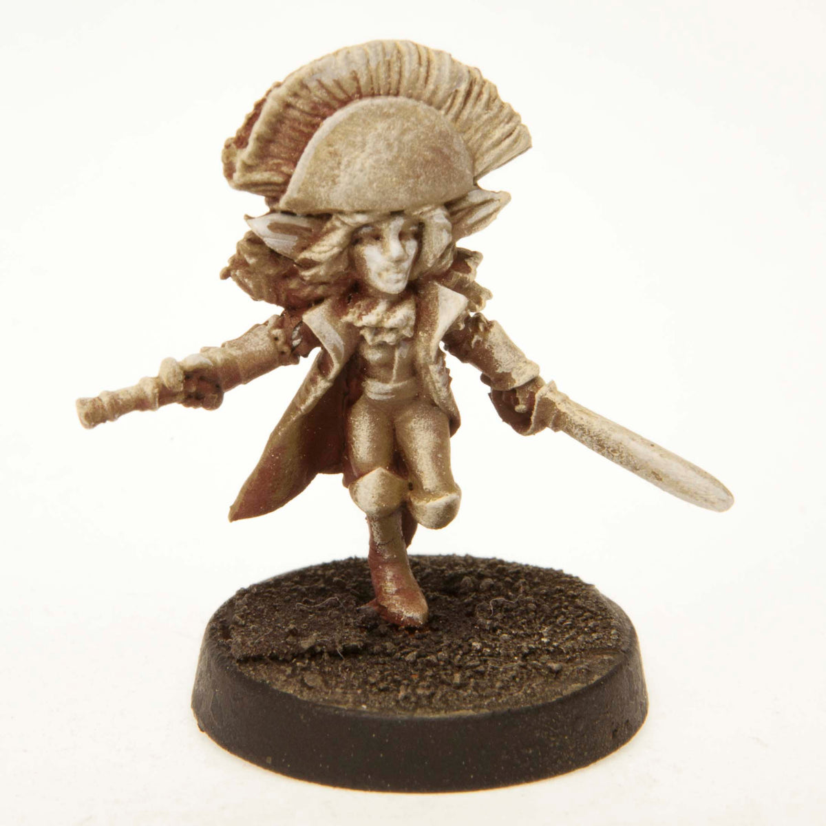 Primed pewter Gnome Pirate miniature, 27mm tall