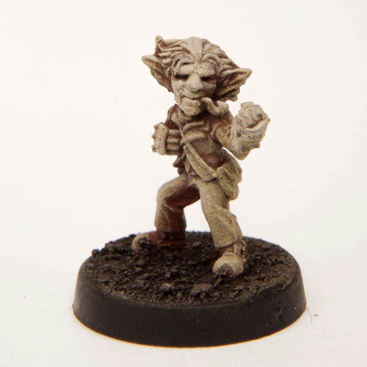 Primed pewter Gnome Monk miniature, 20mm tall