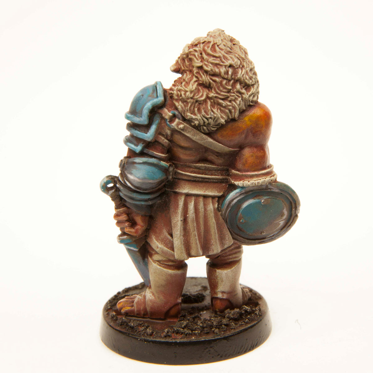 Half-Orc Gladiator miniature, painted example (ships unpainted), another view