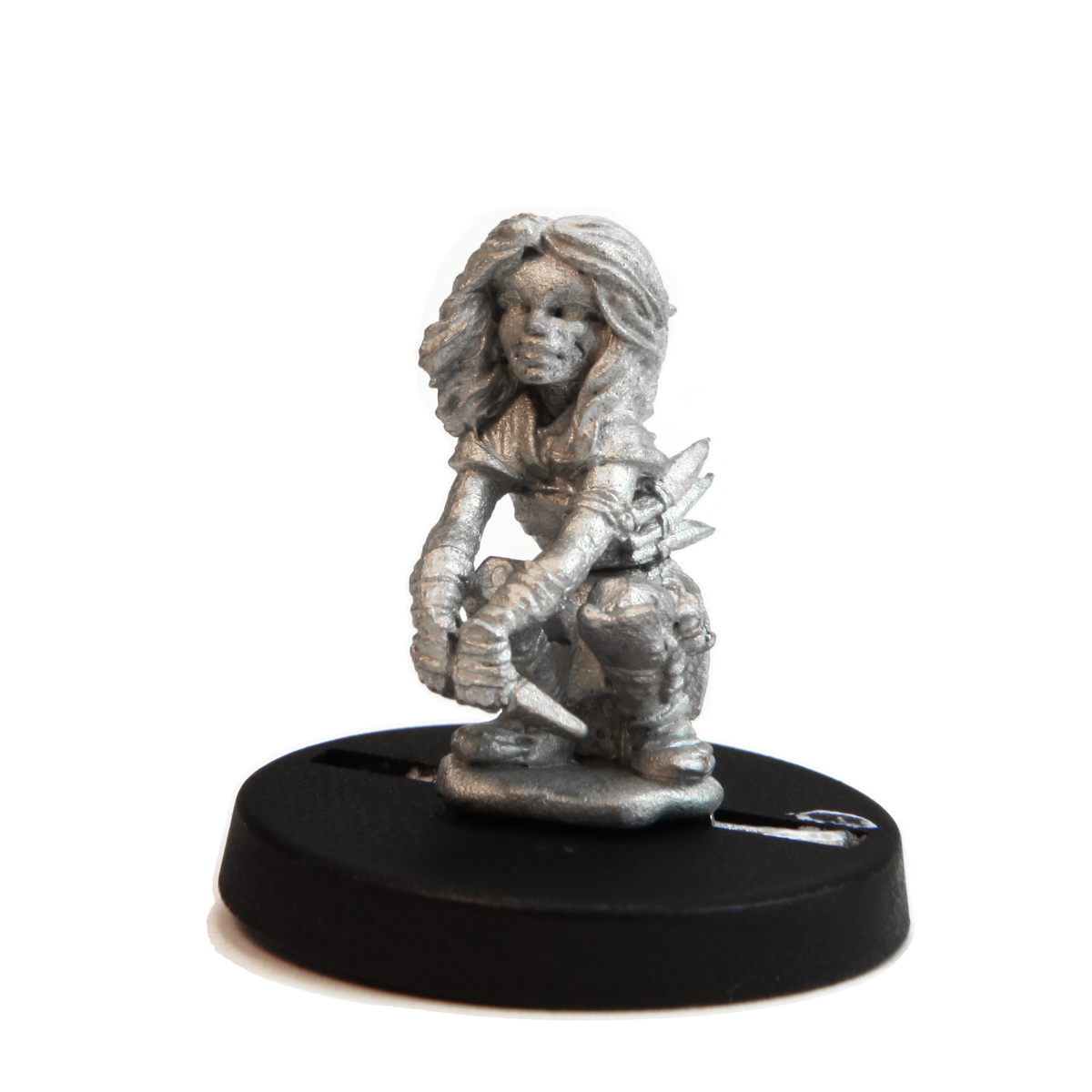 Unpainted pewter Female Human Thief miniature, 21mm tall