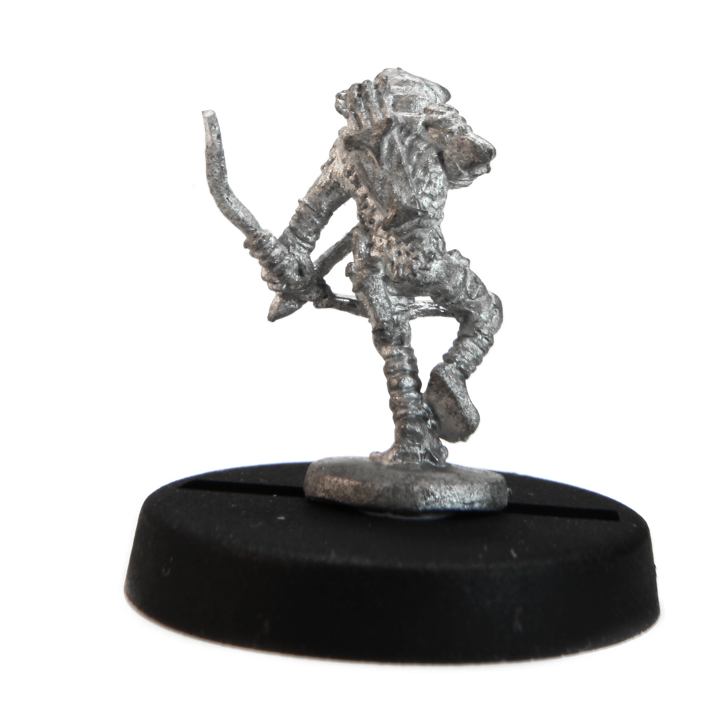 Unpainted pewter Grippli Archer miniature, 15mm tall, another view