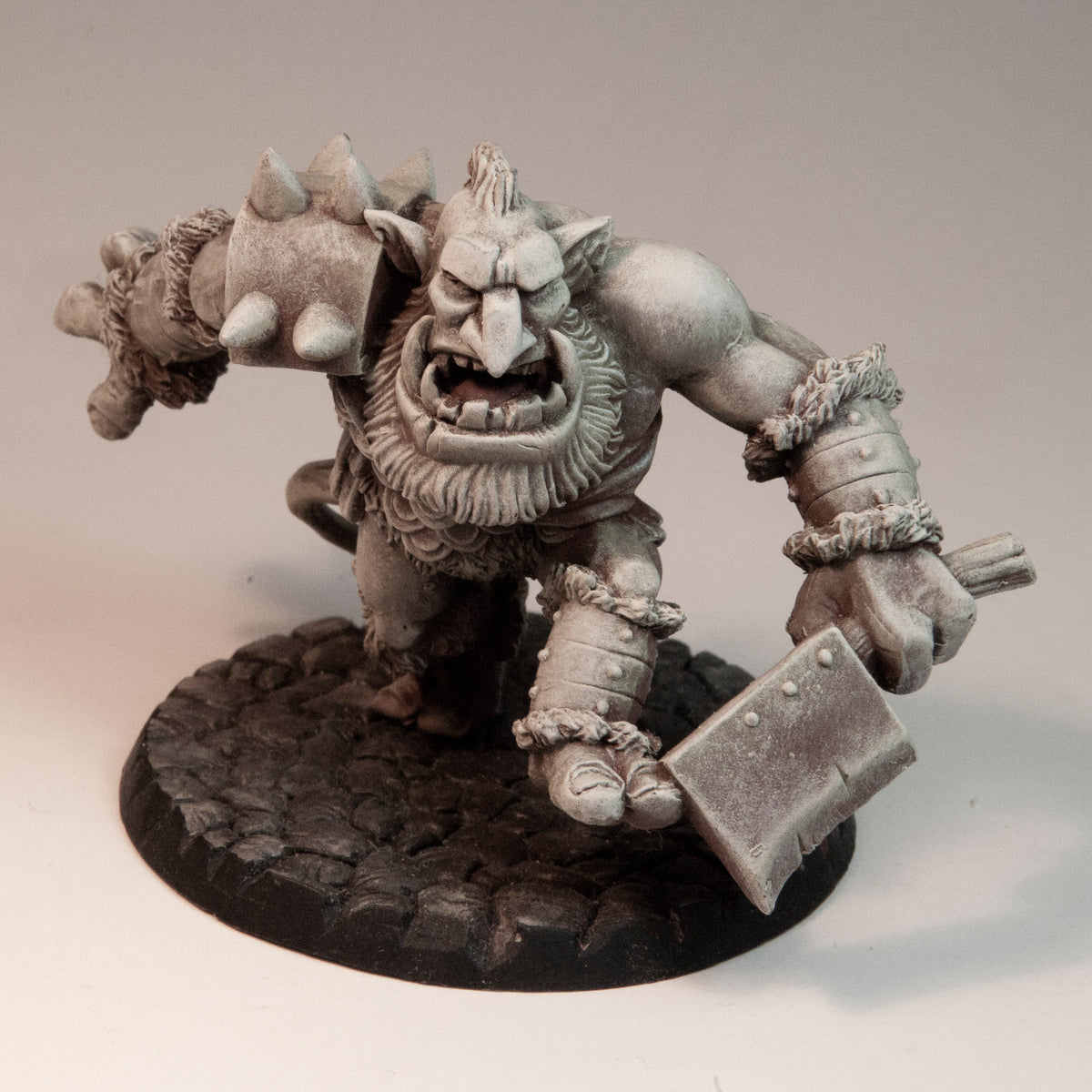 Primed resin Troll Zerker miniature, 60mm tall