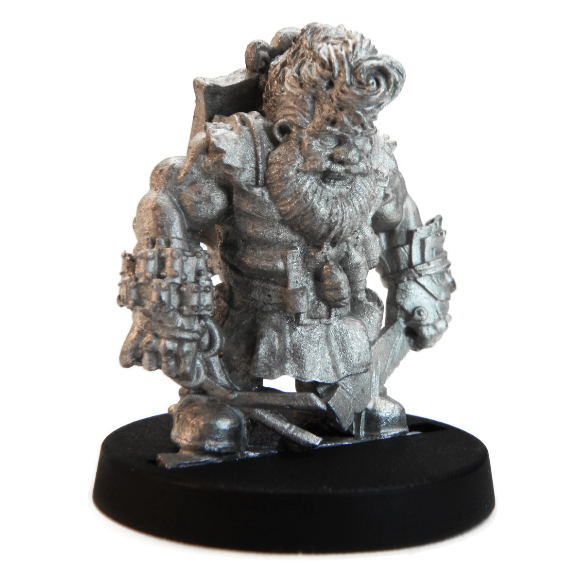 Unpainted pewter Dwarven Barber miniature, 26mm tall