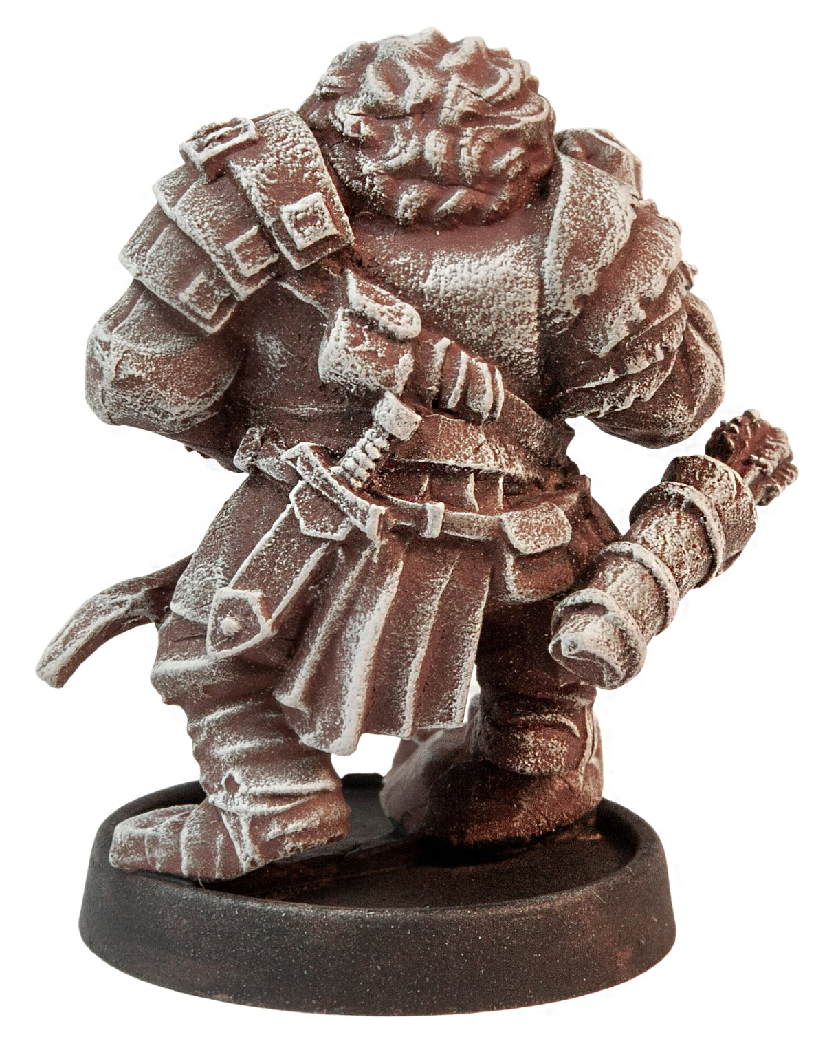 Primed pewter Female Orc Archer miniature, 37mm tall, another view