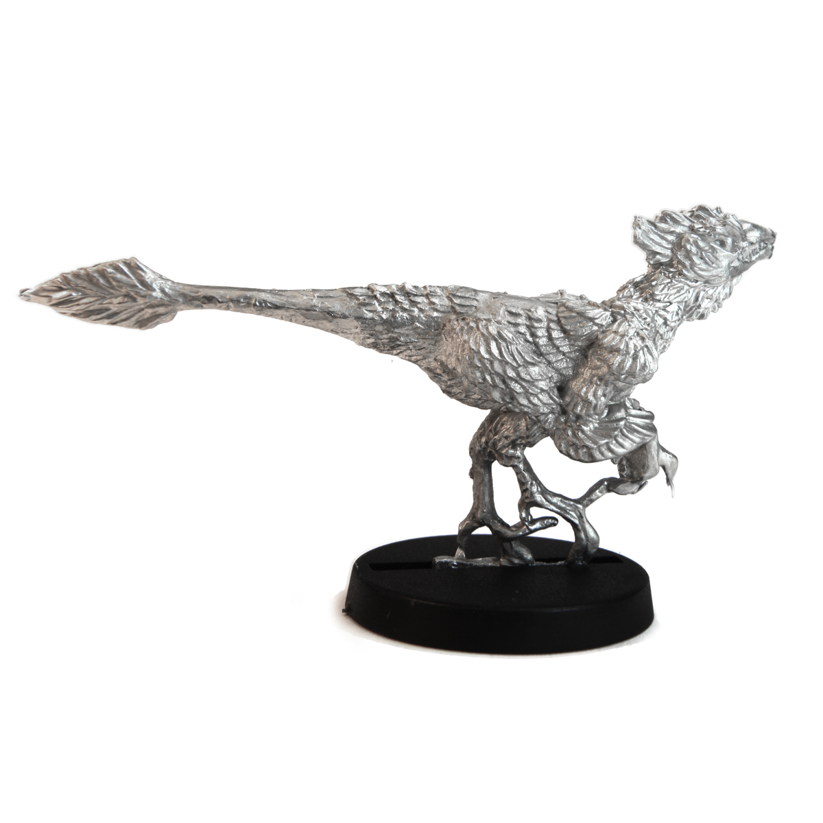 Unpainted pewter Raptor miniature, 31mm tall, another view