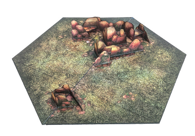 Rocky Field Pop-Up Terrain, printable paper terrain for 28mm miniatures