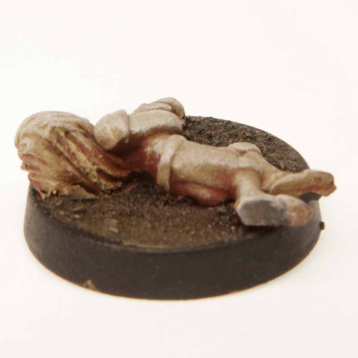 Primed pewter Gnome Unconscious miniature, 20mm long, another view