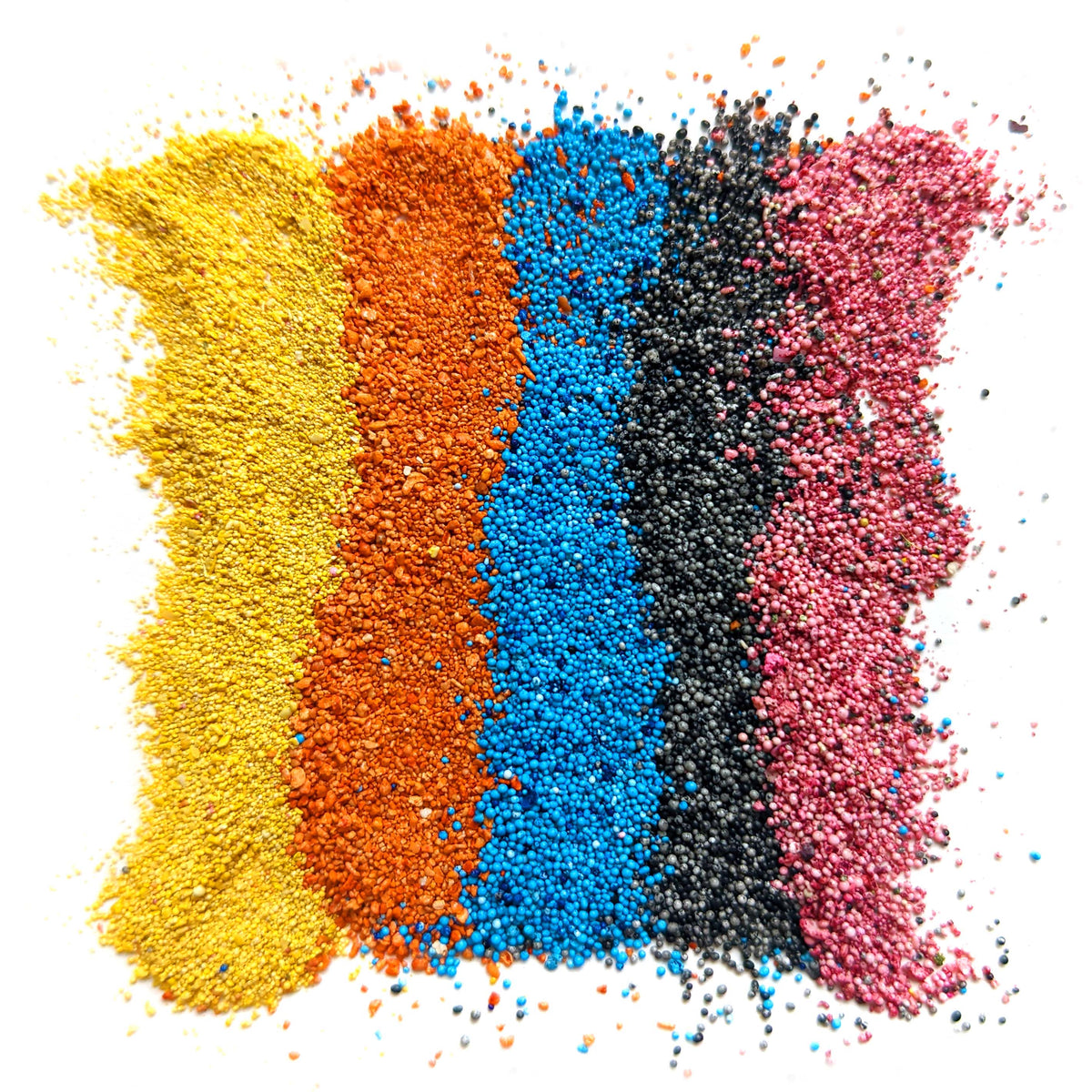 Stonehaven Basing Sand Set of 5 Colors, Blue, Yellow, Orange, Black, and Pink, another view