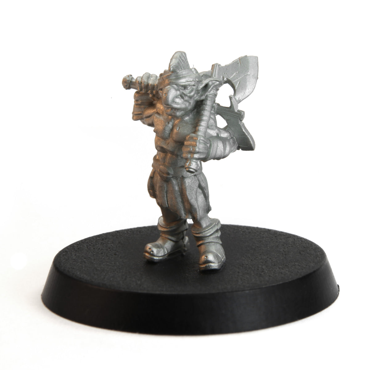Unpainted pewter Tytantroll Goblin Barbarian miniature, 28mm tall