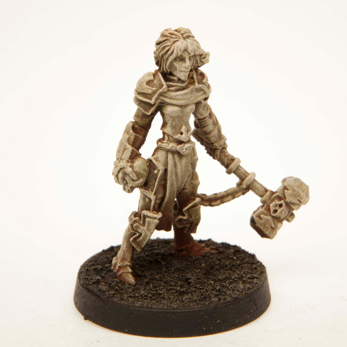 Primed pewter Elf Death Knight miniature, 31mm tall