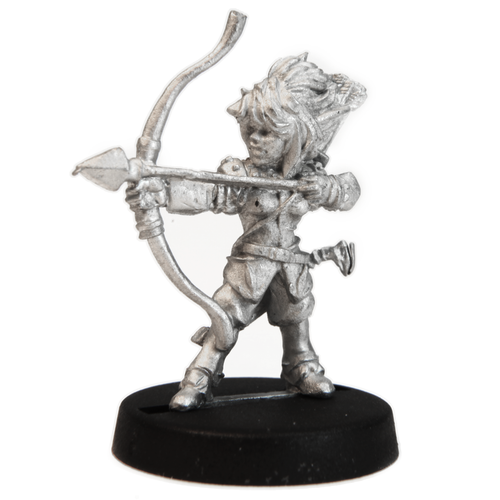 Unpainted pewter Gnome Archer miniature, 25mm tall