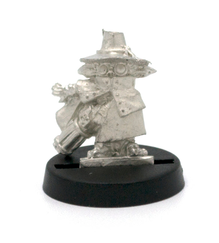 Unpainted pewter Gremlin Stranger miniature, 24mm tall, another view
