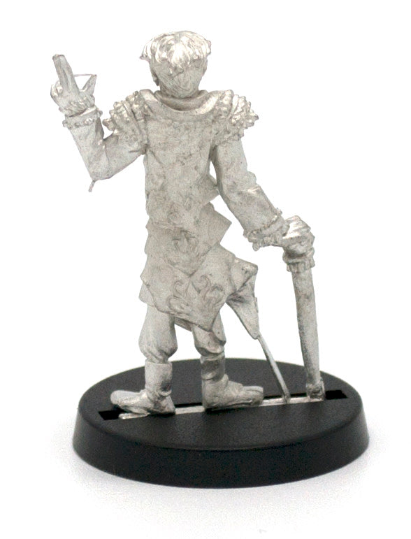 Unpainted pewter Elf Illusionist miniature, 31mm tall, another view