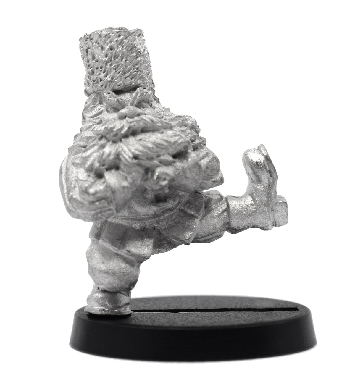 Unpainted pewter Dwarven Dancer miniature, 29mm tall