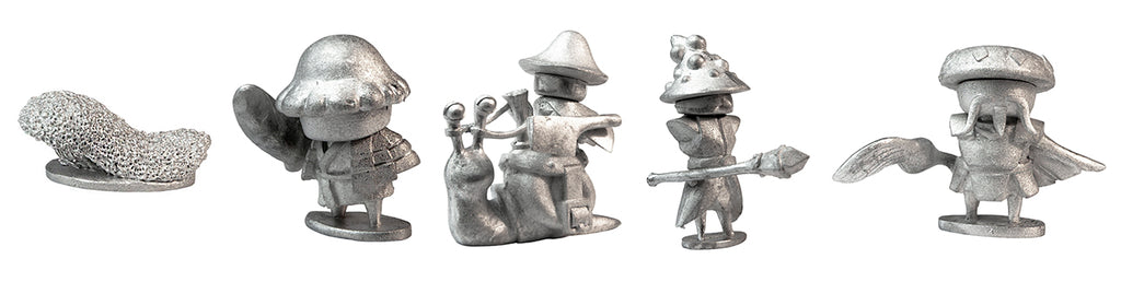 Stonehaven Adventurers 2020 - 5 Piece Mushroom Folk Set B, unpainted pewter miniatures, another view