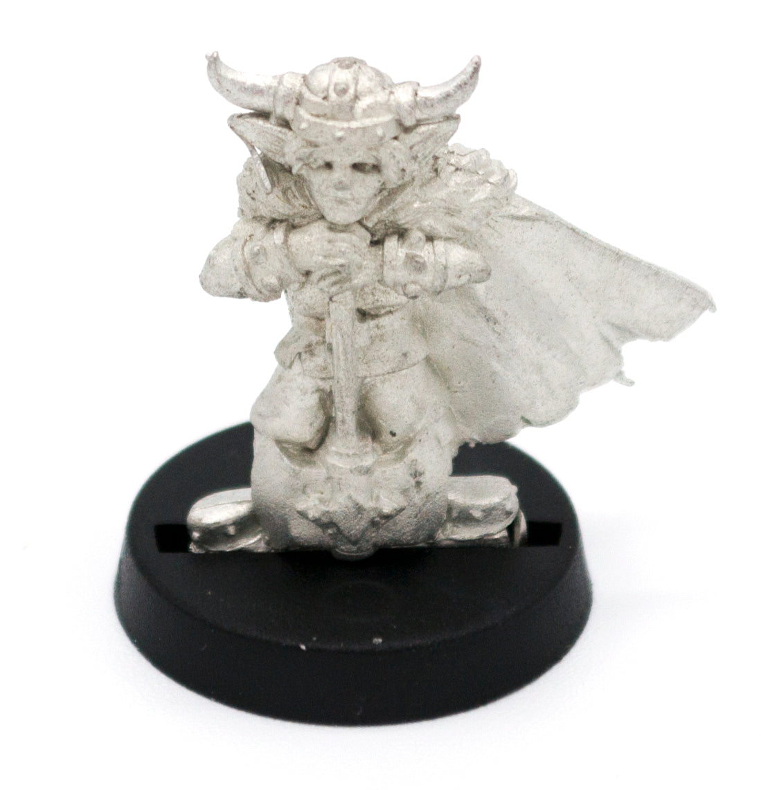 Unpainted pewter Gnome Viking miniature, 20mm tall, another view
