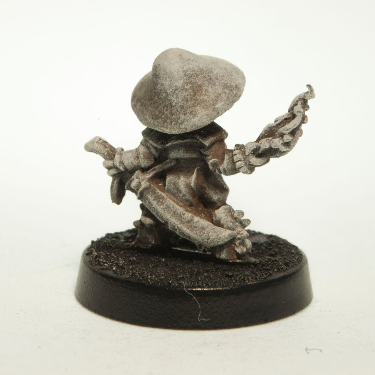 Primed pewter Sporeling miniature, 18mm tall, another view