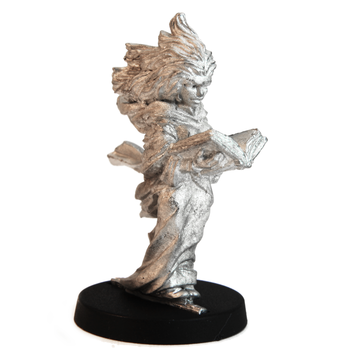Unpainted pewter Female Human Elementalist miniature, 40mm tall