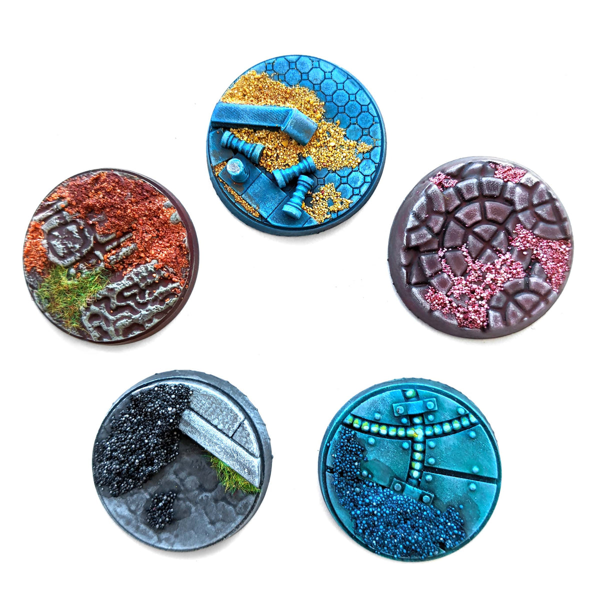 Stonehaven Basing Sand Set of 5 Colors, Blue, Yellow, Orange, Black, and Pink, another view