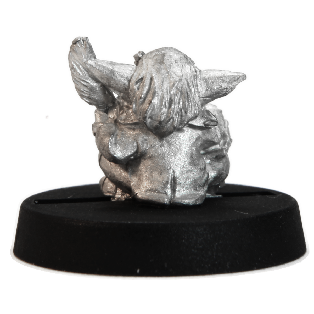 Unpainted pewter Gnome Scholar miniature, 10mm tall, another view