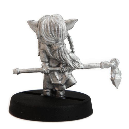 Unpainted pewter Gnome Cleric miniature, 19mm tall, another view