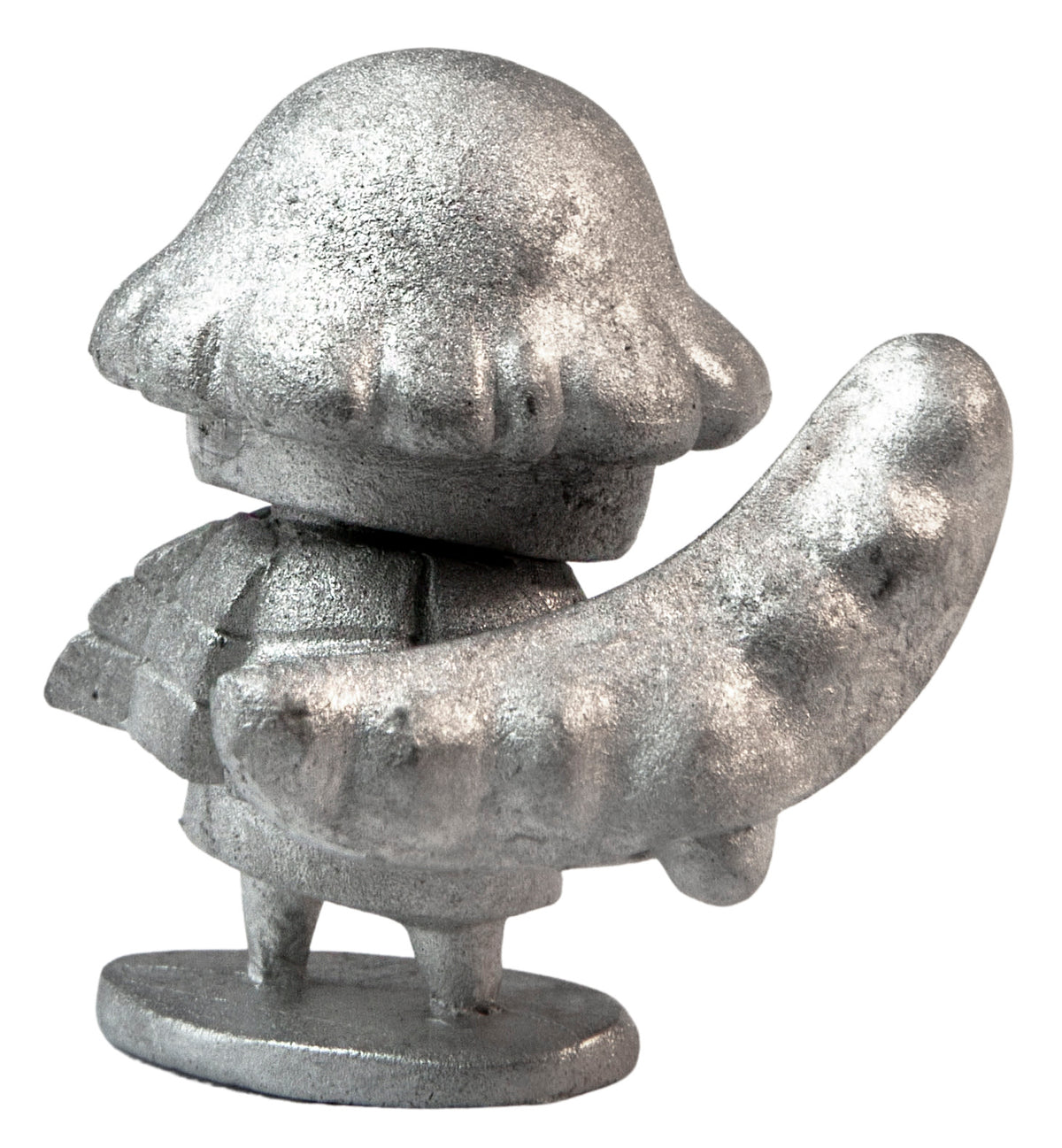 Unpainted pewter Mushroom with Bean Bow miniature, 24mm tall, another view
