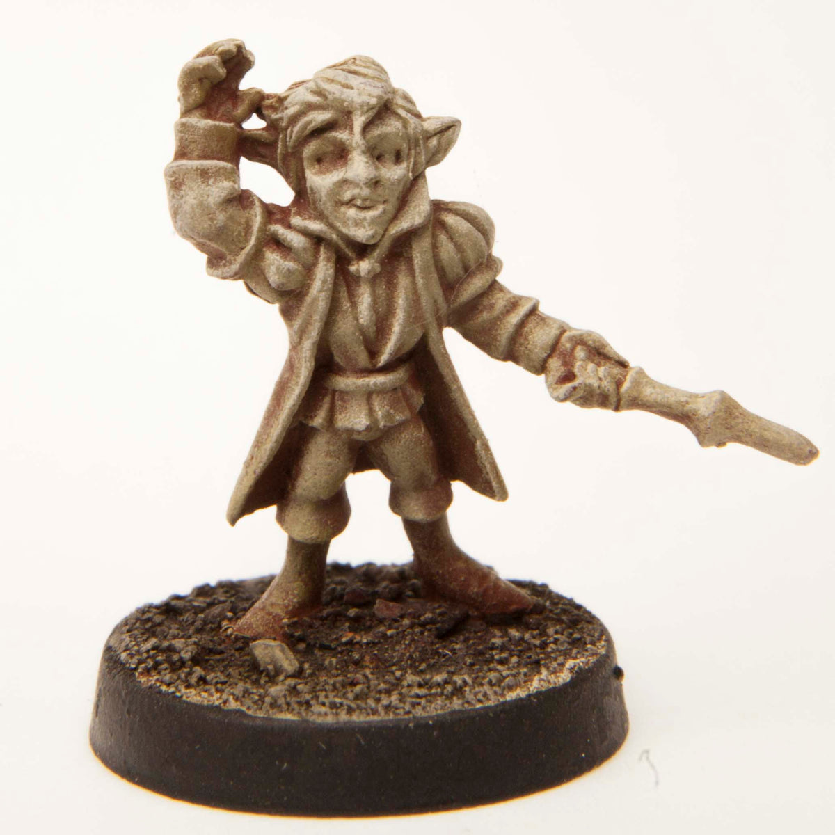 Primed pewter Gnome Illusionist miniature, 23mm tall