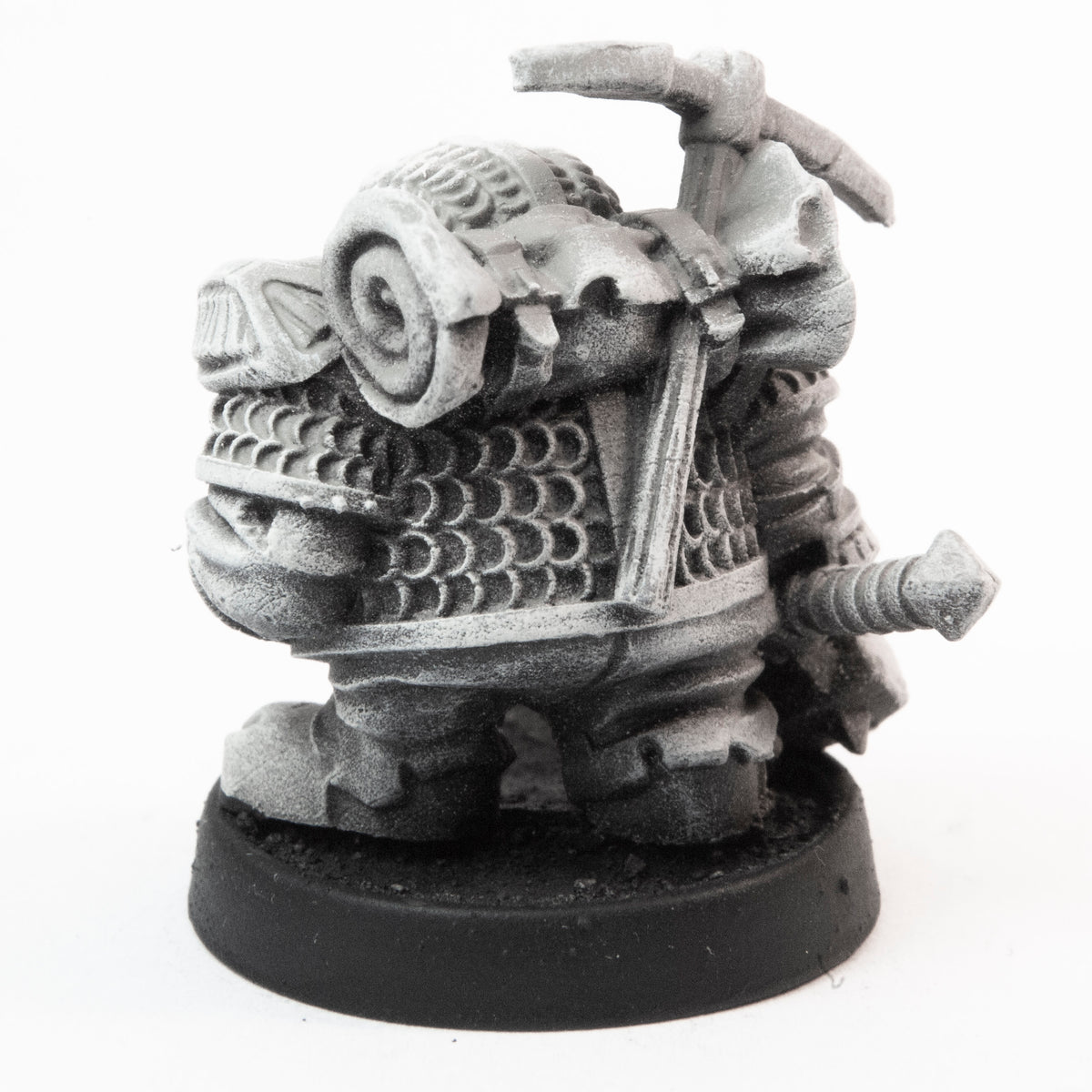 Primed pewter Duergar Dungeoneer miniature, 30mm tall, another view