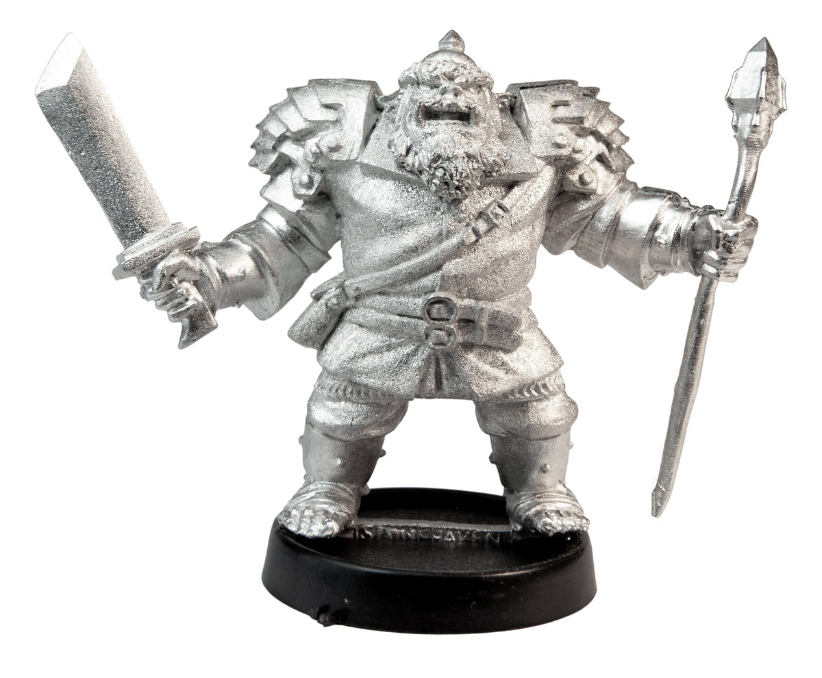 Unpainted pewter Male Orc Wizard miniature, 40mm tall