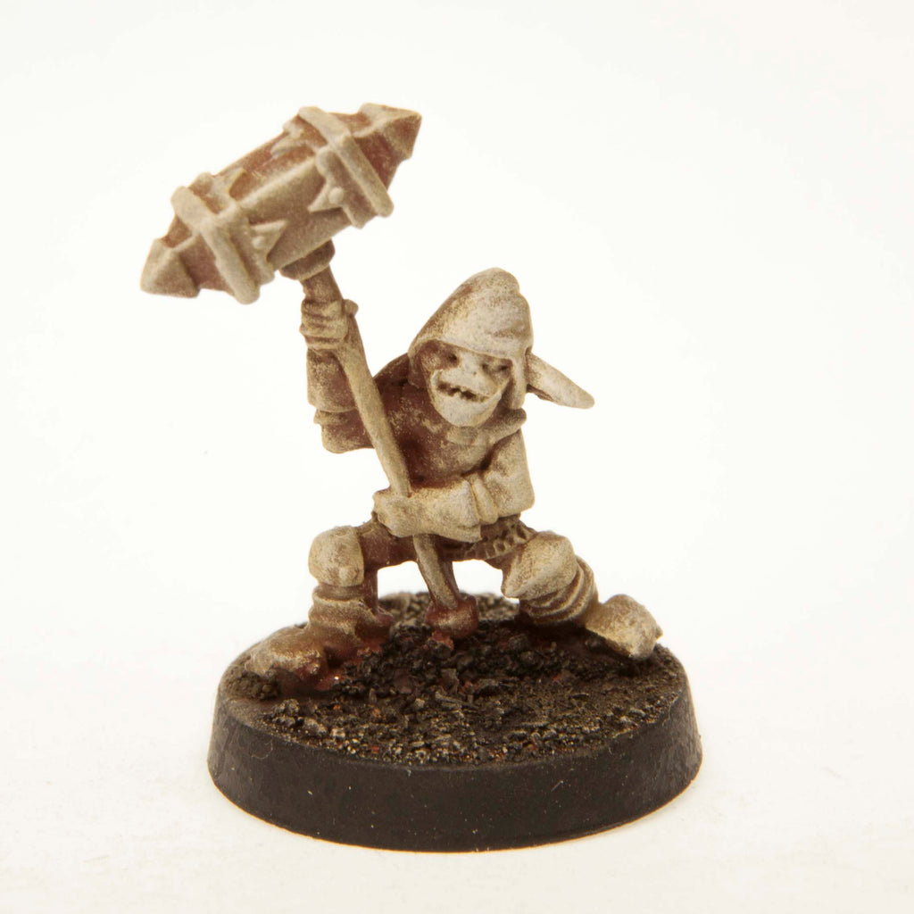 Primed pewter Gremlin Striker miniature, 25mm tall