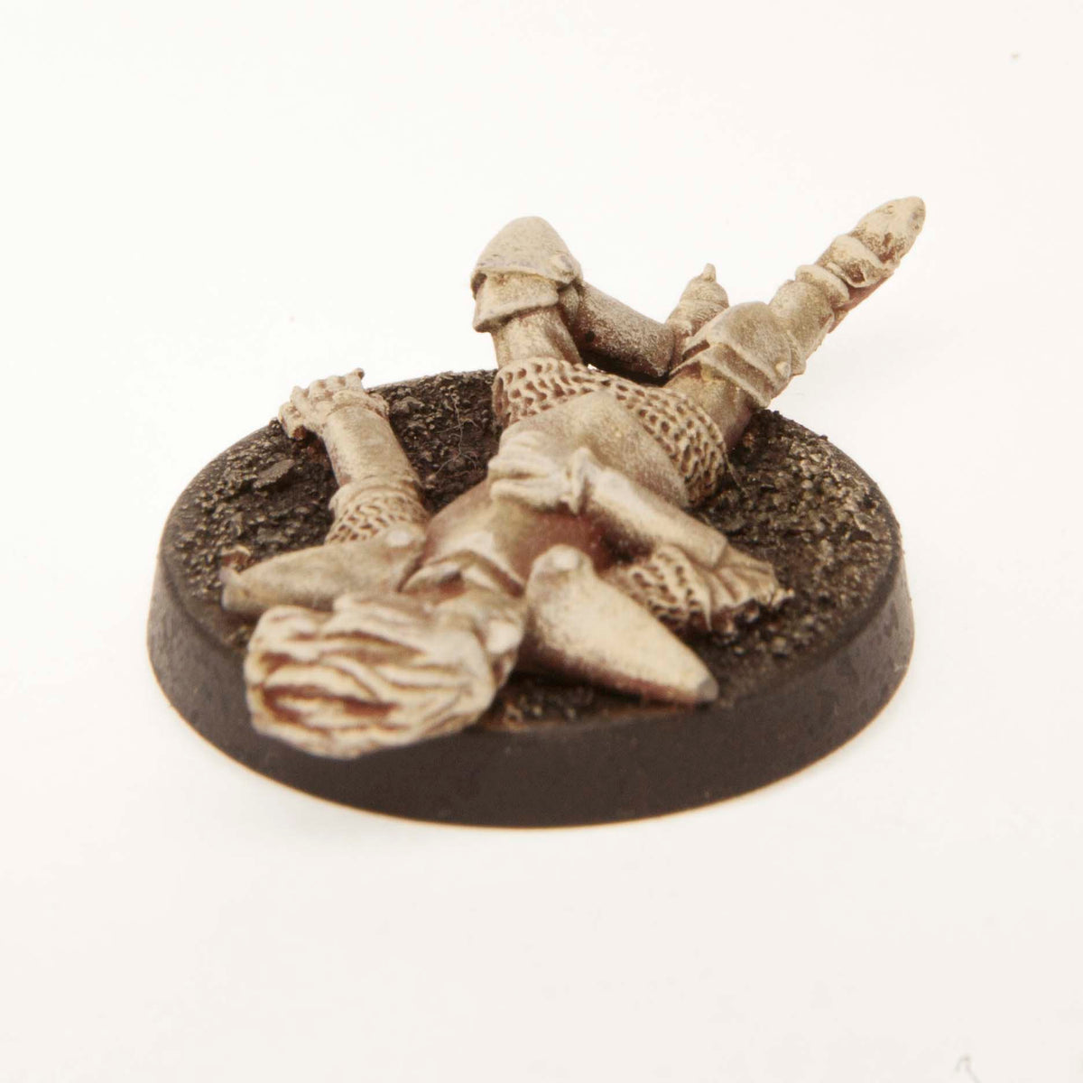 Primed pewter Elf Unconscious miniature, 34mm long, another view