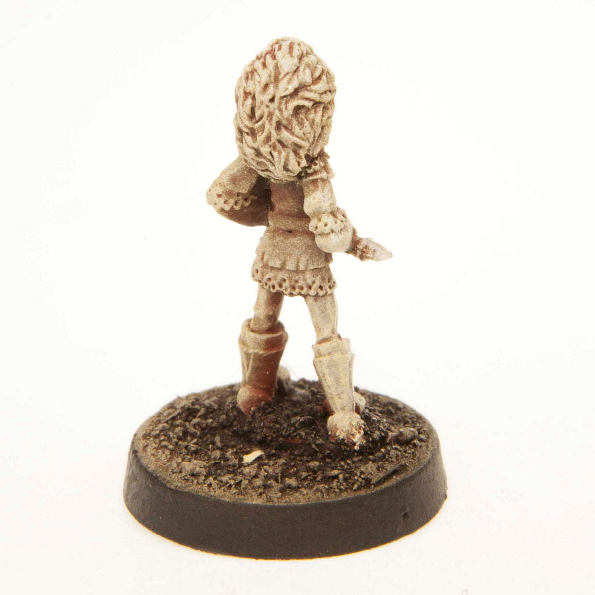 Primed pewter Elf Girl miniature, 25mm tall, another view