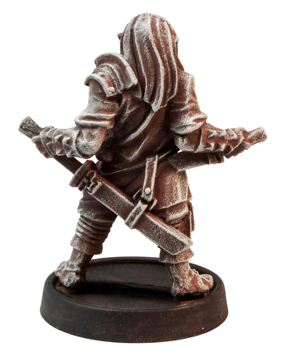 Primed pewter Male Half-Orc Ronin miniature, 38mm tall, another view