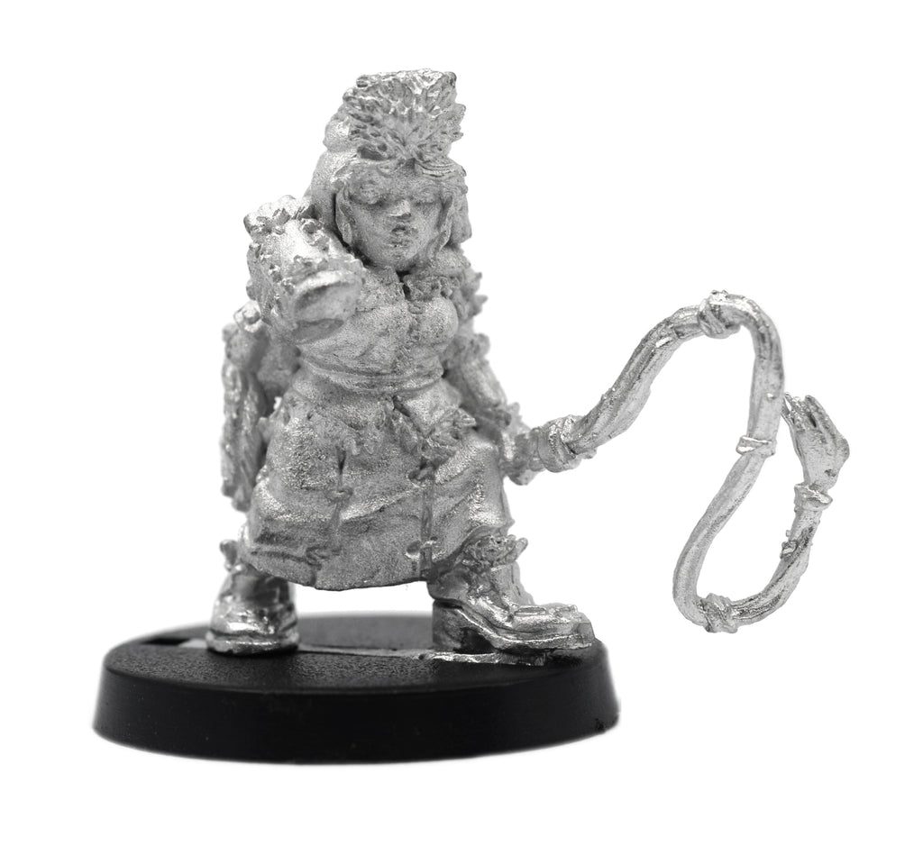 Unpainted pewter Dwarven Belsnickel miniature, 27mm tall, another view