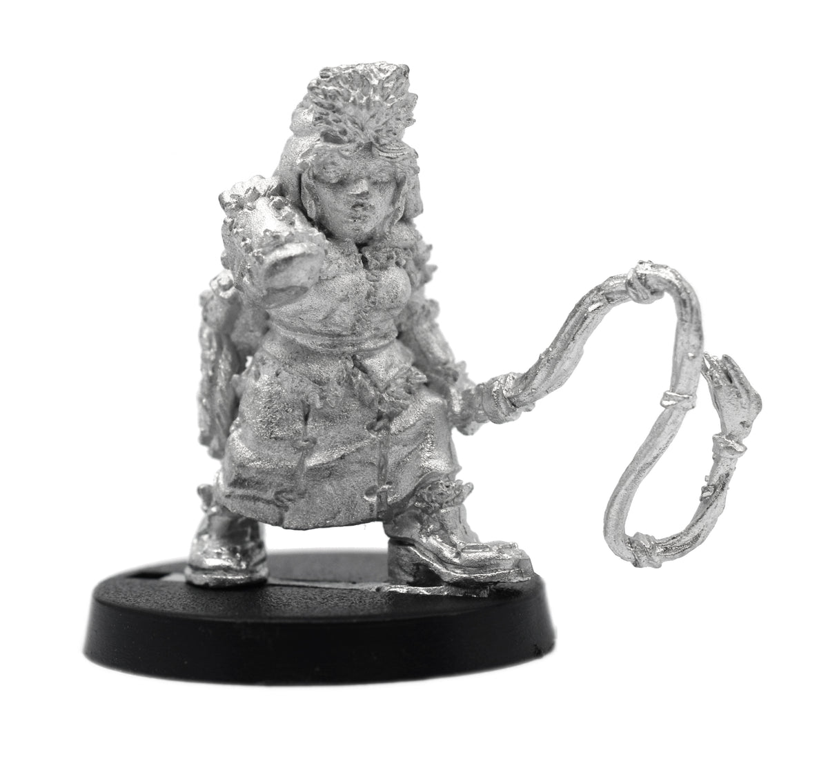 Unpainted pewter Dwarven Belsnickel miniature, 27mm tall, another view