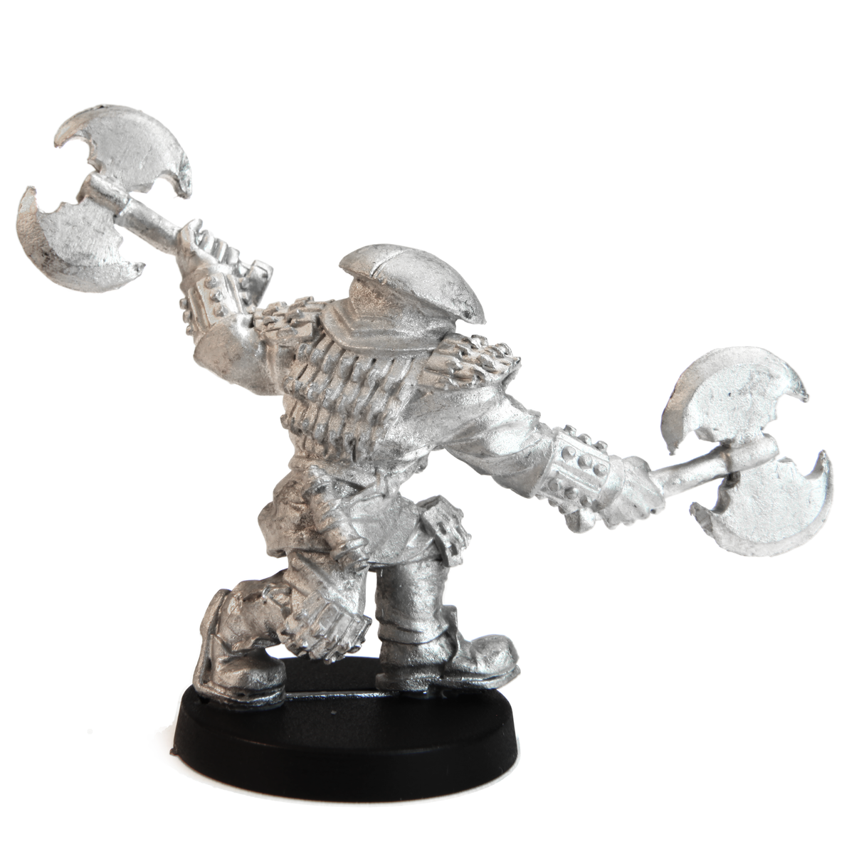 Unpainted pewter Half-Orc Warlord miniature, 45mm tall, another view