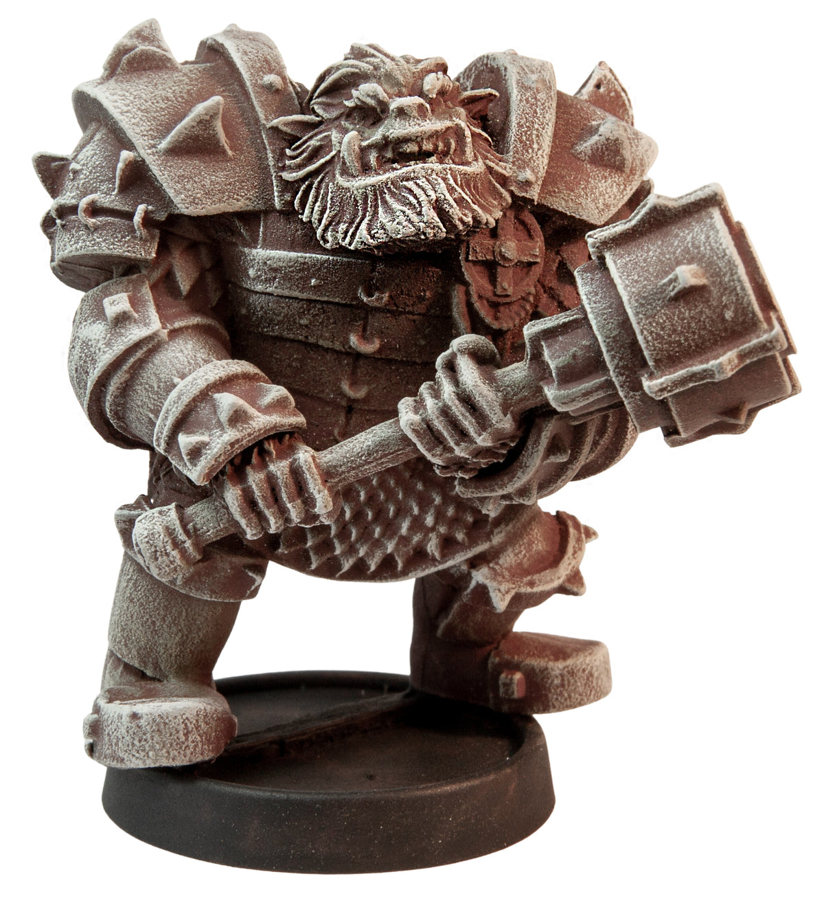 Primed pewter Male Orc Warrior miniature, 42mm tall