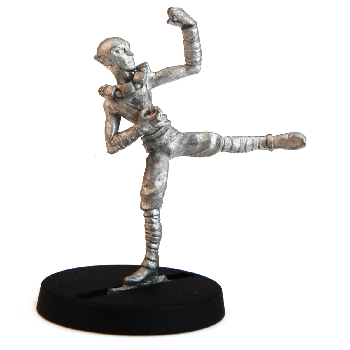 Unpainted pewter Elf Monk miniature, 35mm tall