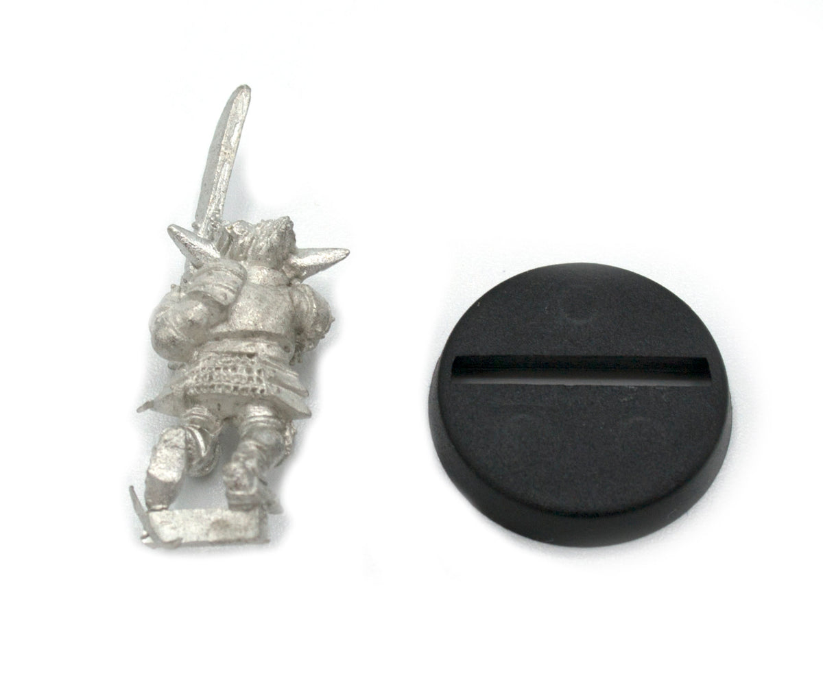 Unpainted pewter Gnome Warrior miniature, 34mm tall, another view