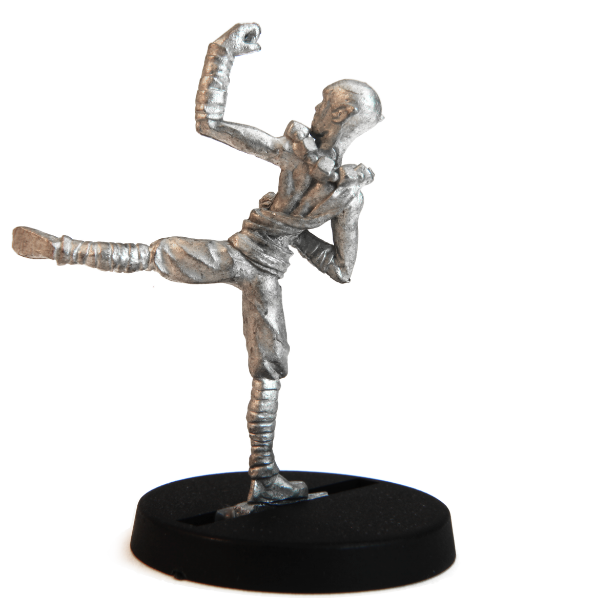 Unpainted pewter Elf Monk miniature, 35mm tall, another view
