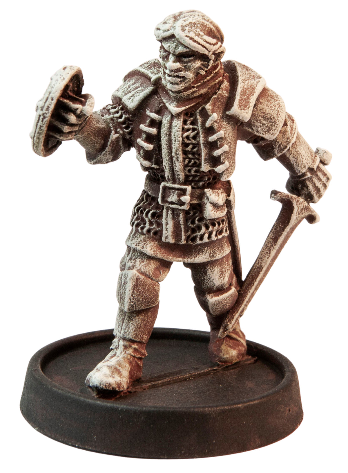 Primed pewter Male Half-Elf Fighter miniature, 35mm tall