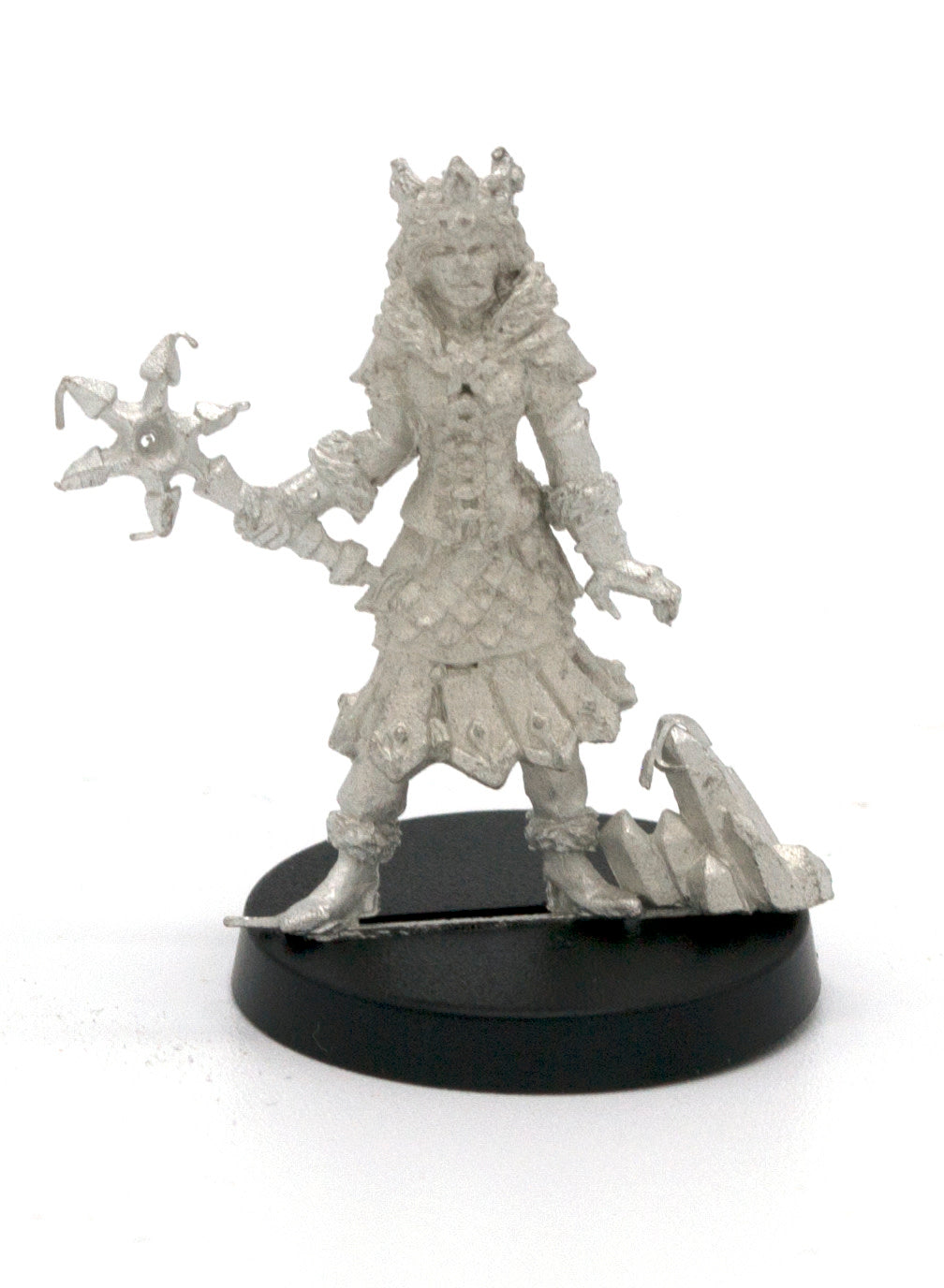 Unpainted pewter Elf Ice Queen miniature, 32mm tall