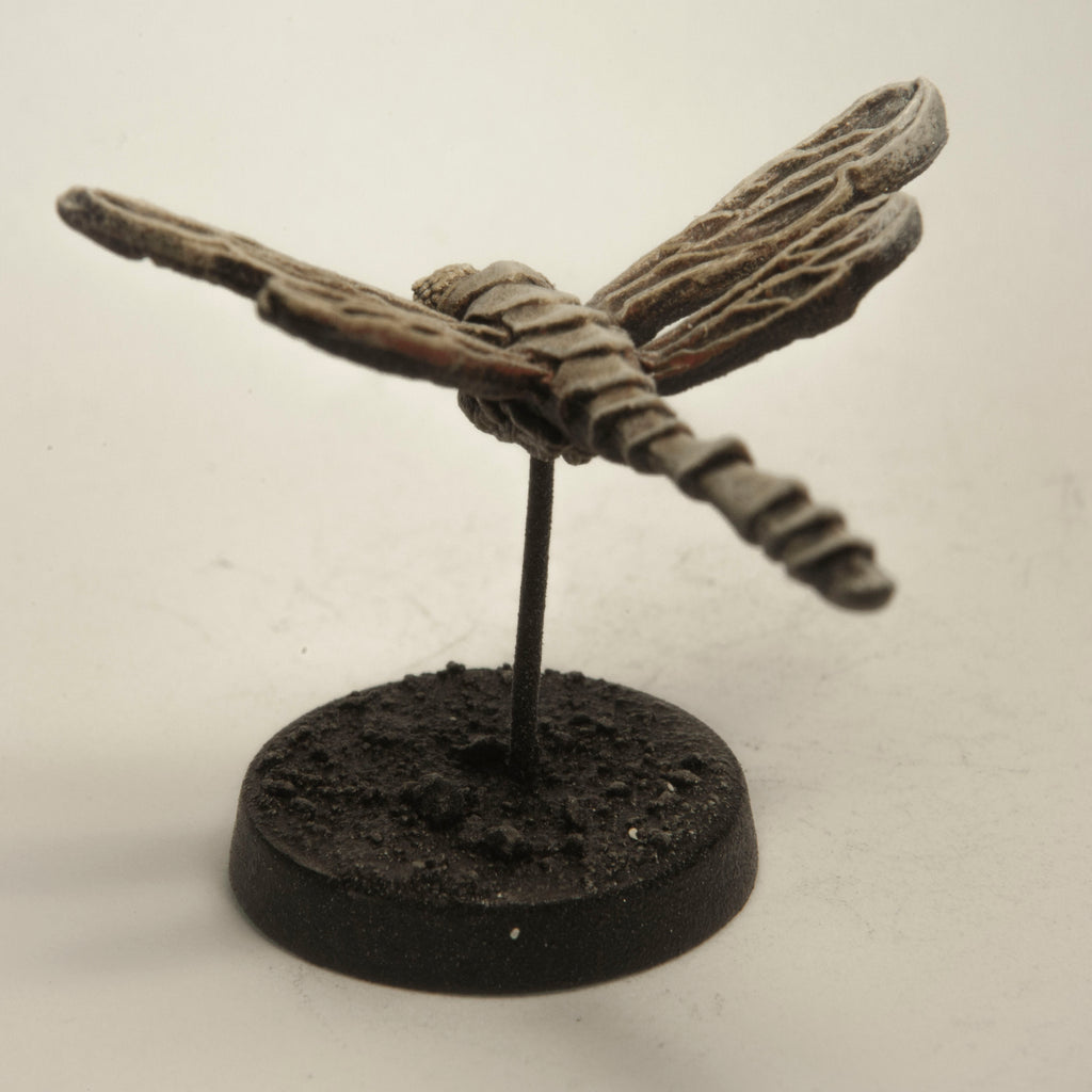 Primed pewter Dragonfly miniature, 30mm long, another view