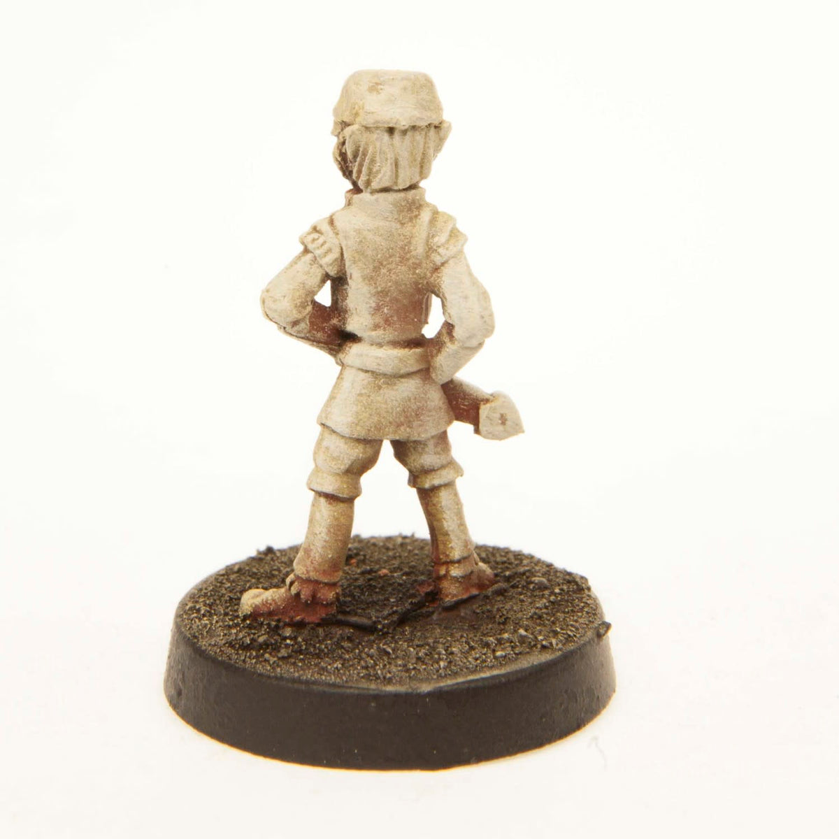Primed pewter Elf Boy miniature, 25mm tall, another view