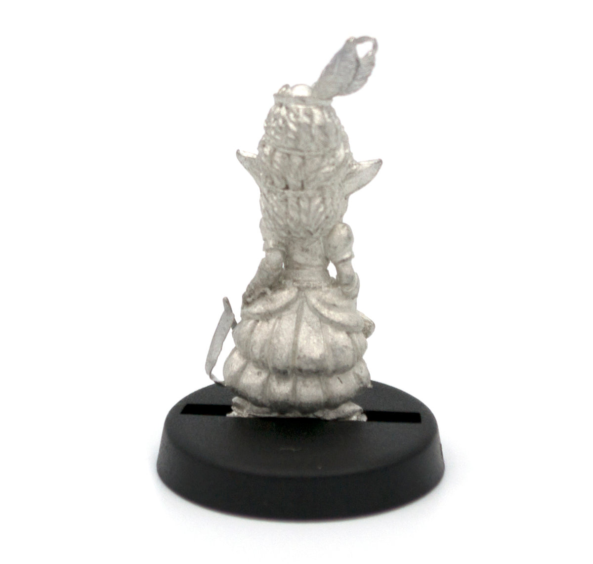 Unpainted pewter Gnome Aristocrat miniature, 26mm tall, another view