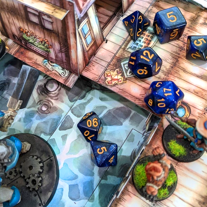 Level 1 Paladin Dice Set Polyhedral Dice (7pcs) Blue and Black Glitter Sparkle Mixed, another view