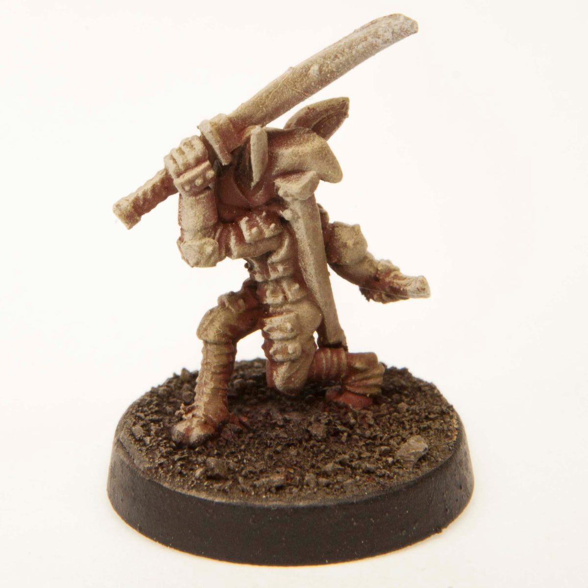 Primed pewter Gnome Assassin miniature, 23mm tall, another view